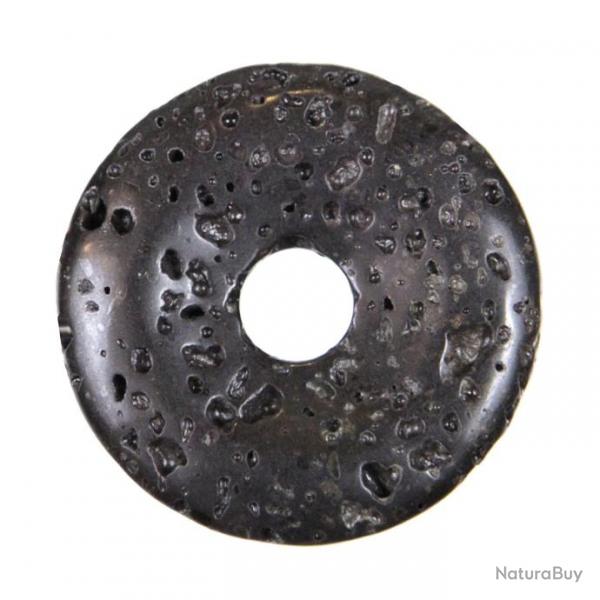 Donut Pi Chinois en pierre de lave pour pendentif 4 cm