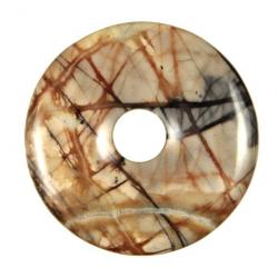 Donut Pi Chinois en jaspe picasso pour pendentif 4 cm