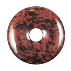 Donut Pi Chinois en obsidienne acajou pour pendentif 4 cm