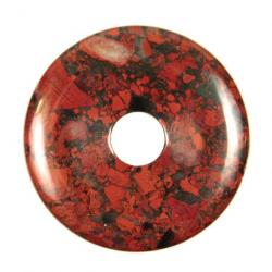 Donut Pi Chinois en jaspe breschia pour pendentif 4 cm