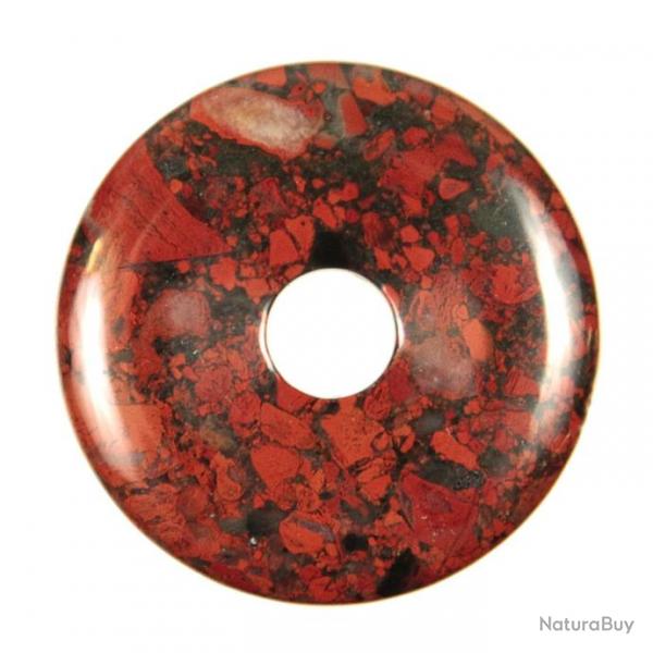 Donut Pi Chinois en jaspe breschia pour pendentif 4 cm