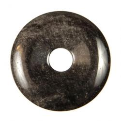 Donut Pi Chinois en obsidienne argentée pour pendentif 4 cm