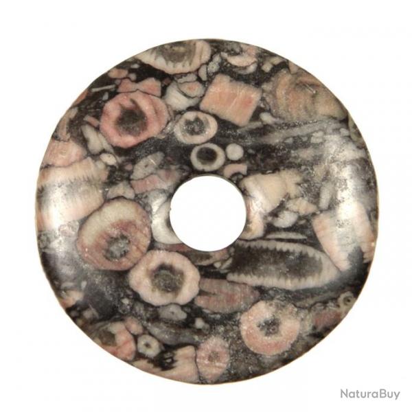 Donut Pi Chinois en crinode fossilise pour pendentif 4 cm