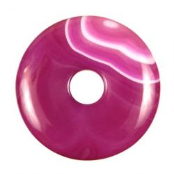 Donut Pi Chinois en agate colorée rose pour pendentif 4 cm