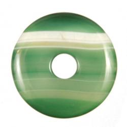 Donut Pi Chinois en agate colorée verte pour pendentif 4 cm