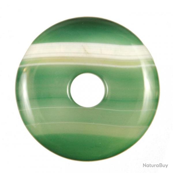 Donut Pi Chinois en agate colore verte pour pendentif 3 cm