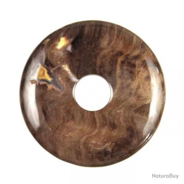 Donut Pi Chinois en bois fossilis pour pendentif 4 cm