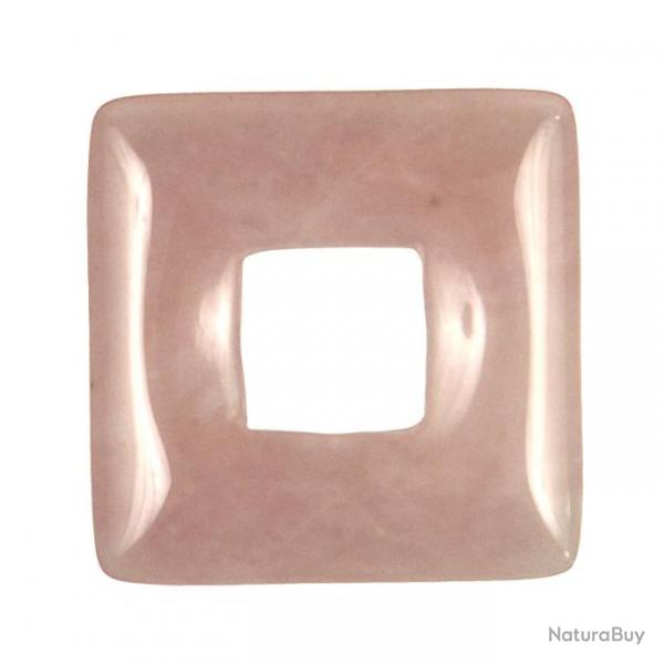 Donut carr en quartz rose pour pendentif 2.8 cm