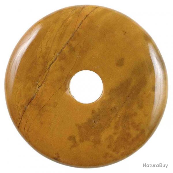 Donut Pi Chinois en jaspe caf pour pendentif 4 cm