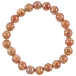 Bracelet en pierre de lune rosée - perles rondes 8 mm