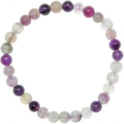 Bracelet en fluorite violette - perles rondes 6 mm