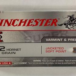 50 CARTOUCHES WINCHESTER JACKETED SOFT POINT 45G CALIBRE 22 HORNET