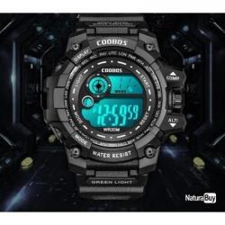 COOBOS - montre numérique LED pour homme lumineuse mode Sport Date militaire horloge
