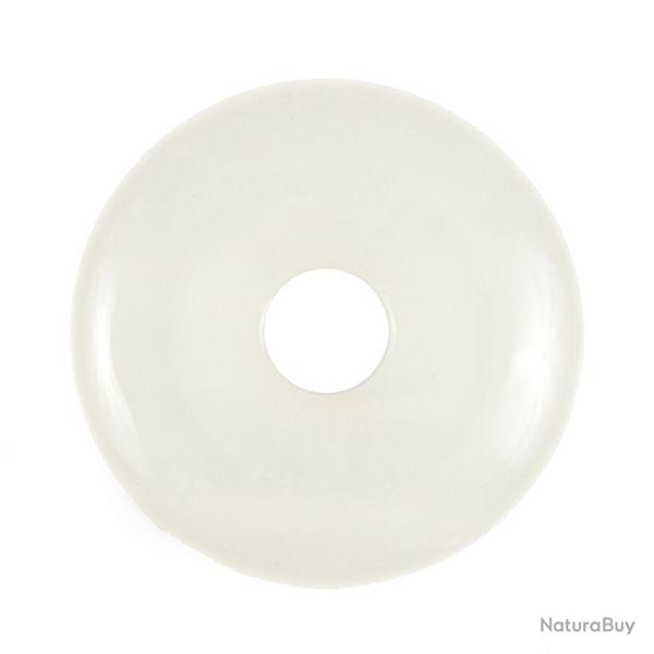 Donut Pi Chinois en jade blanc pour pendentif 3 cm