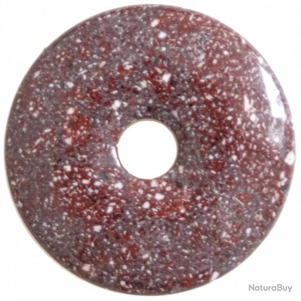 Donut Pi Chinois en porphyre imprial rouge pour pendentif 3 cm