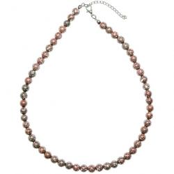 Collier en porphyre impérial rouge - Perles rondes 6 mm