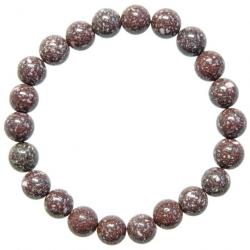 Bracelet en porphyre impérial rouge - perles rondes 6 mm