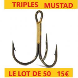 hameçons  MUSTAD TRIPLES N° 18  pochette de 10 x 5 soit  50 hameçons