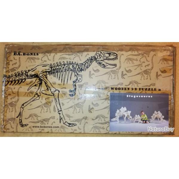 Jeu puzzle en bois 3D dinosaure stegausaurus vintage