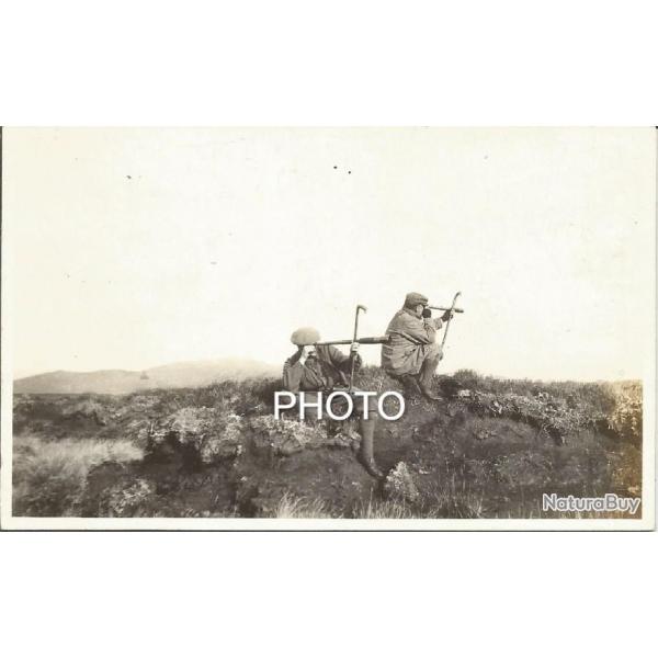 Photo ancienne 2 chasseurs avec longue vue en 1912