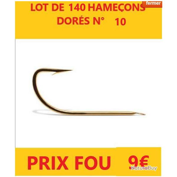 Hameon AUTAIN coup  palette dor N 10  pochette de 20 x 7 soit le lot de 140 hameons