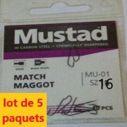 Hameçon MUSTAD coup à palette  N° 16  pochette de 10 x 5 soit le lot de 50 hameçons