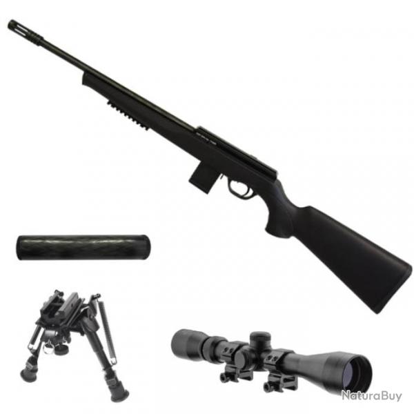 Pack Carabine ISSC SPA 22 Tactical + Bipied double attache + Lunette 3-9x40 + Silencieux - Cal.22LR 