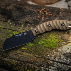Couteau Tops Knives Sheep Creek Tan & Green Manche Micarta Lame Acier 154Cm Etui Made USA TPSPCK01
