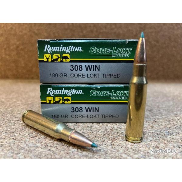 40 Cartouches Remington Core-Lokt Tipped - C/308 Win - 180 grains- New !!!