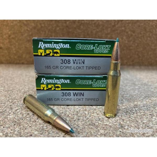 40 Cartouches Remington Core-Lokt Tipped - C/308 Win - 165 grains- New !!!
