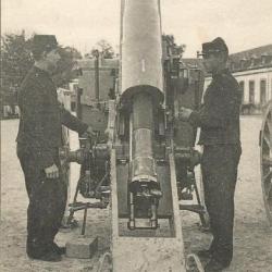 Militaria cpa WW1 - Camp de Mailly - Artillerie lourde, pièce de 155 C.T.R....