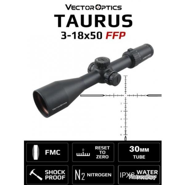 PROMO!! Vector Optics Taurus 3-18x50 FFP Lunette de Vise Tir Optique Tactique 30mm tanche Chasse