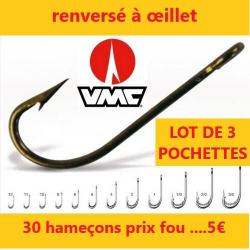 LOT DE 3 pochettes de 10 Hameçons VMC CARNA KIRBY A OEIL  n°2/0 = 30 hameçons