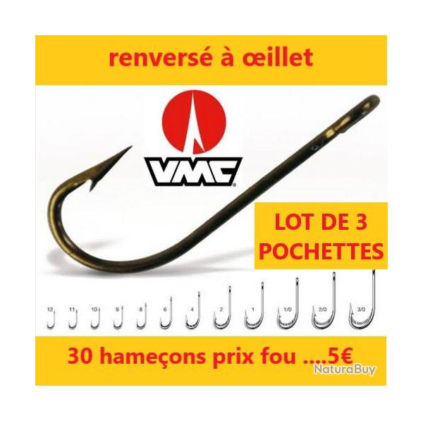 LOT DE 3 pochettes de 10 Hameons VMC CARNA KIRBY A OEIL  n2/0 = 30 hameons