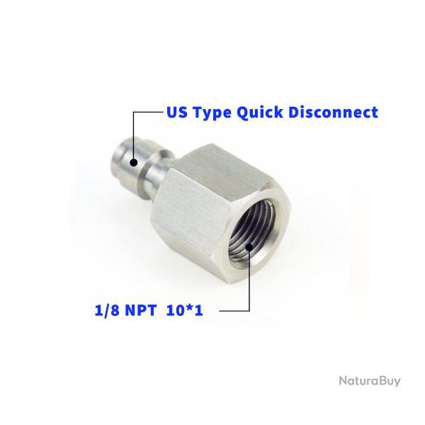 Adaptateur HPA / PCP 1/8 NPT avec connecteur type US