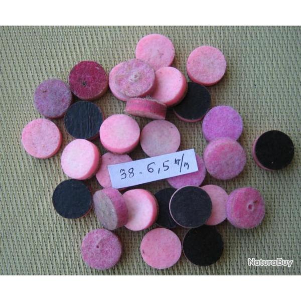 38  rondelles  de  complment  cal  12  feutre  rose  1re  qualit  paisseur  6,5 mm