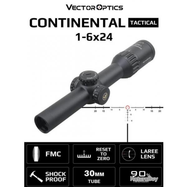 Vector Optics Continental 1-6x24 LPVO Lunette de Vise Tir Optique Tactique 30mm Fusil de Chasse