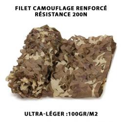 Filet de Camouflage Désert Double Couche (210D) 2x4M léger 100gr/m2 Chasse Airsoft Camping