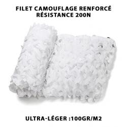 Filet de Camouflage Blanc Neige Double Couche (210D) 2x4M léger 100gr/m2 Chasse Airsoft Camping