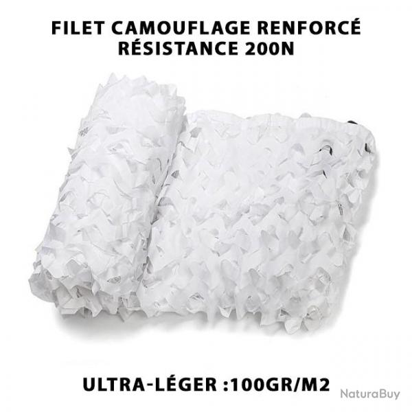Filet de Camouflage Blanc Neige Double Couche (210D) 2x4M lger 100gr/m2 Chasse Airsoft Camping