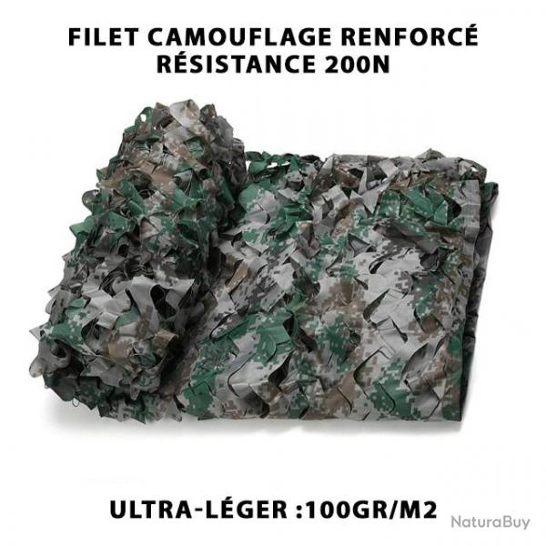 Filet de Camouflage Fort Numrique Double Couche (210D) 2x4M lger 100gr/m2 Chasse Airsoft Camping