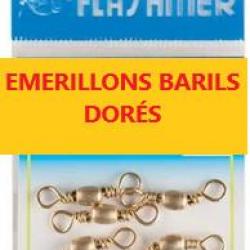 LOT DE 5 paquets de 6 emerillons barils dorés FLASMER  N° 10 soit 30 piéces