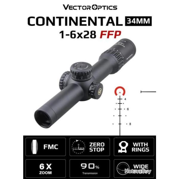 Vector Optics Continental 16x28 FFP 34mm de Visée Battue Tir Optique Tactique Fusil