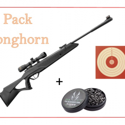 Pack Carabine 19,9J Longhorn cal. 4,5 mm + Cibles + 500 Plomb