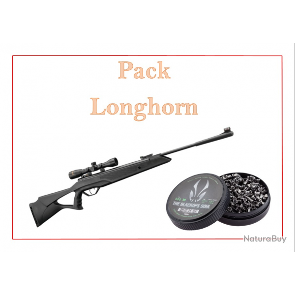 Pack Carabine 19,9J Longhorn cal. 4,5 mm + 500 Plomb