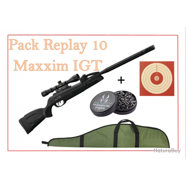 Pack Carabine 29J REPLAY 10 MAXXIM IGT cal. 4,5 mm + 100 Cibles + 500 Plomb + fourreau