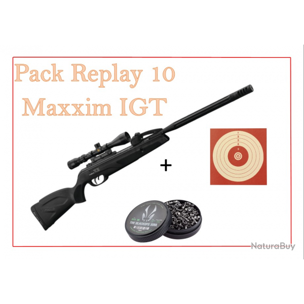 Pack Carabine 29J REPLAY 10 MAXXIM IGT cal. 4,5 mm + 100 Cibles + 500 Plomb