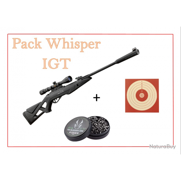 Pack Carabine 19,9J WHISPER IGT cal. 4,5 mm + Cibles + Plombs