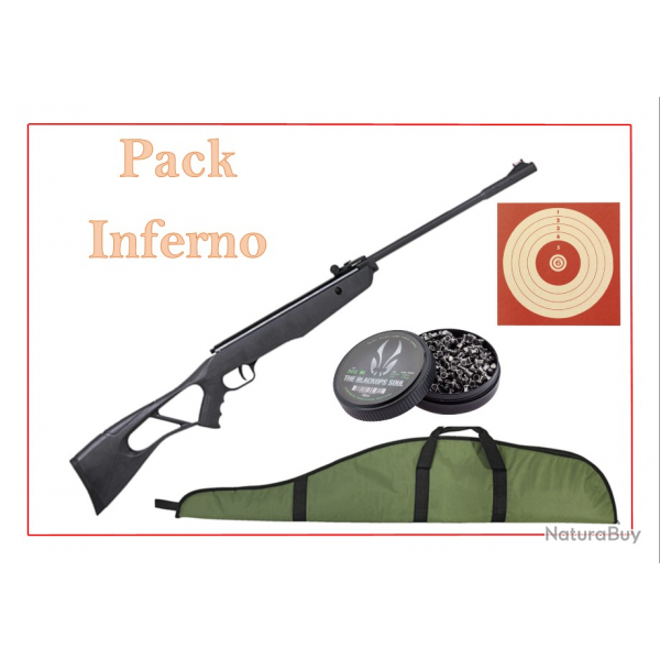 Pack Carabine 10J INFERNO cal. 4,5 mm + Cibles + Plombs + fourreau