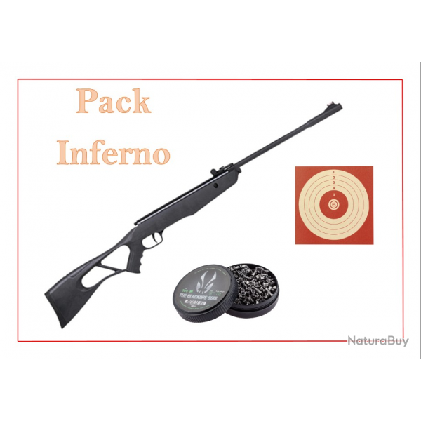 Pack Carabine 10J INFERNO cal. 4,5 mm + Cibles + Plombs